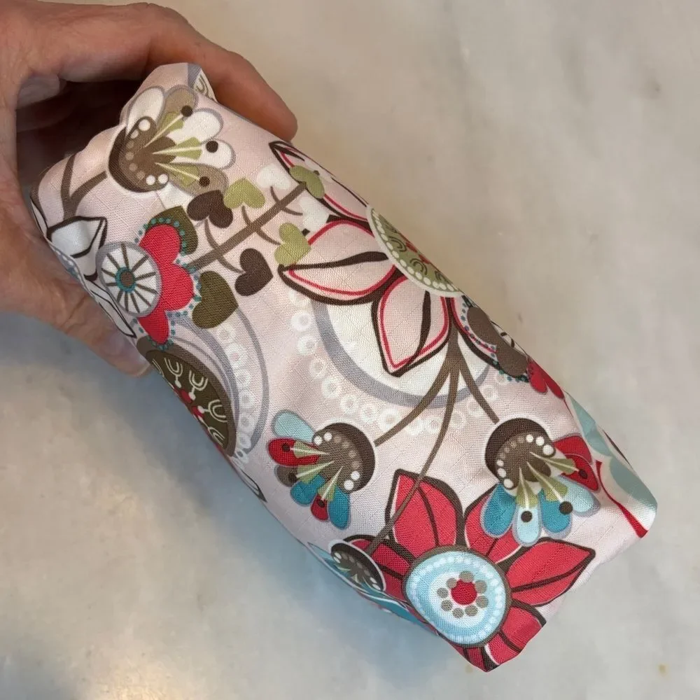 LeSportsac Fantazmic Floral Brown Pouch Cosmetic Bag Travel Organizer Y2K Nylon